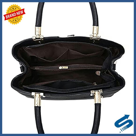 Leather Satchel Tote with Adjustable Strap, 11.4" Top Handle Bag - Picture 7 of 7